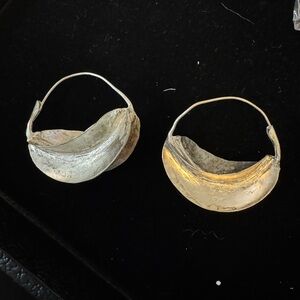 African Fulani Tribal Lightweight Silver Washed Brass Metal Earrings From Africa